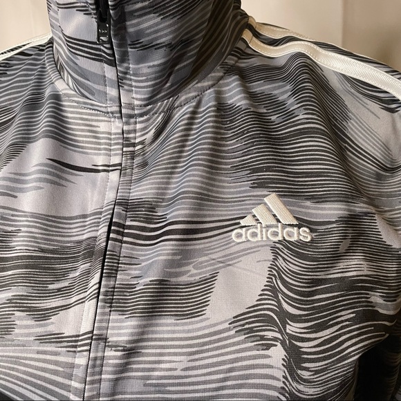 Adidas Boys Black Gray Track Jacket Size L NWT - Picture 2 of 4